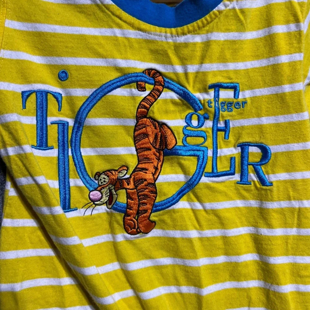 Vintage The Disney Store Tigger Romper Kids 12M Yellow Striped Embroidered Snaps